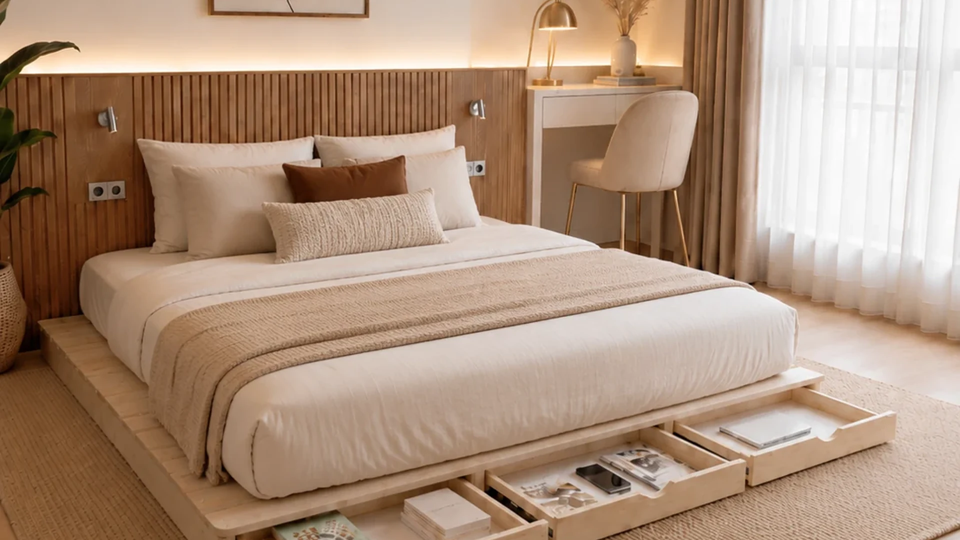 Divan pallet dengan laci penyimpanan