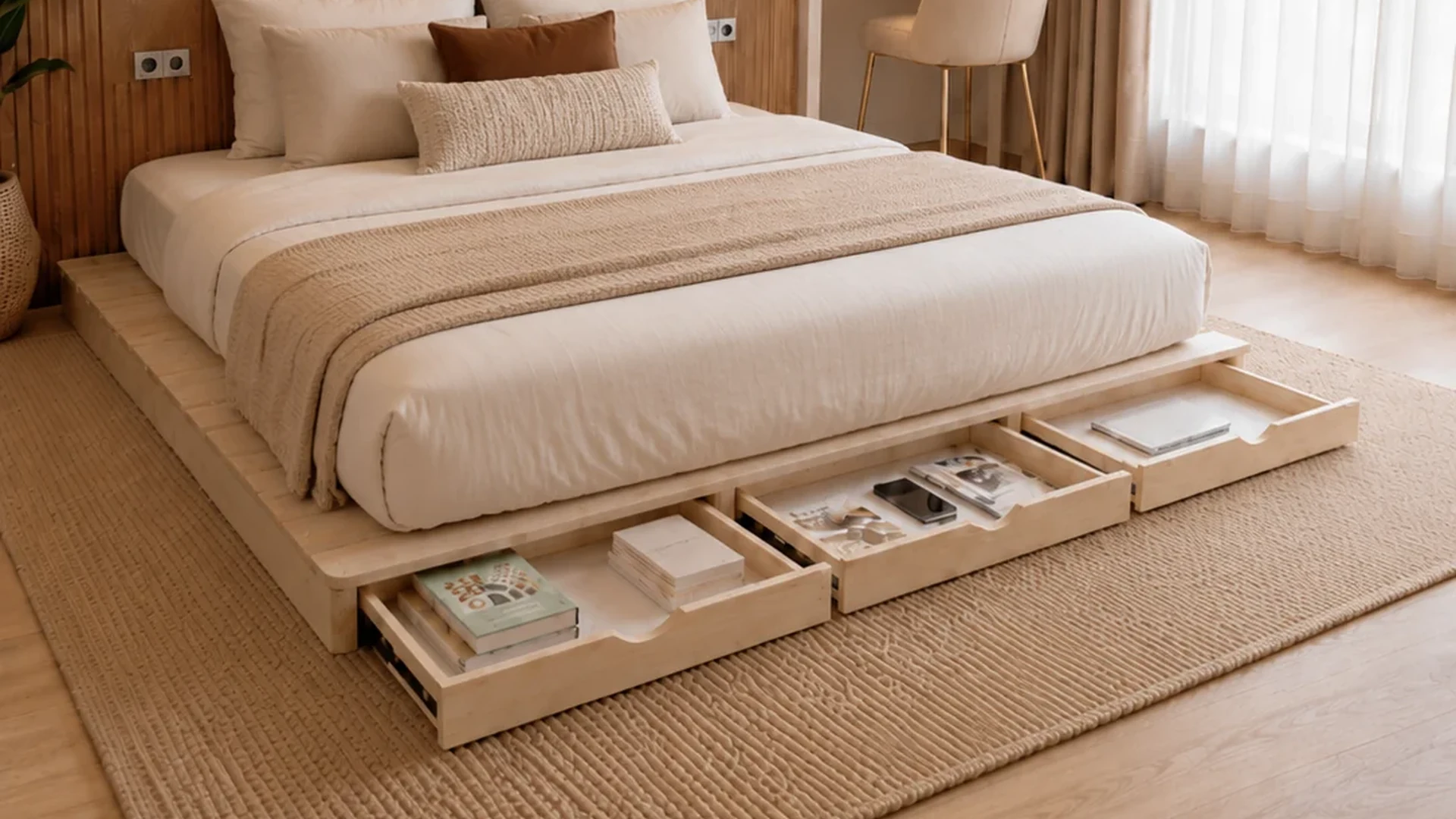 Detail laci pada divan pallet Superdecor.id