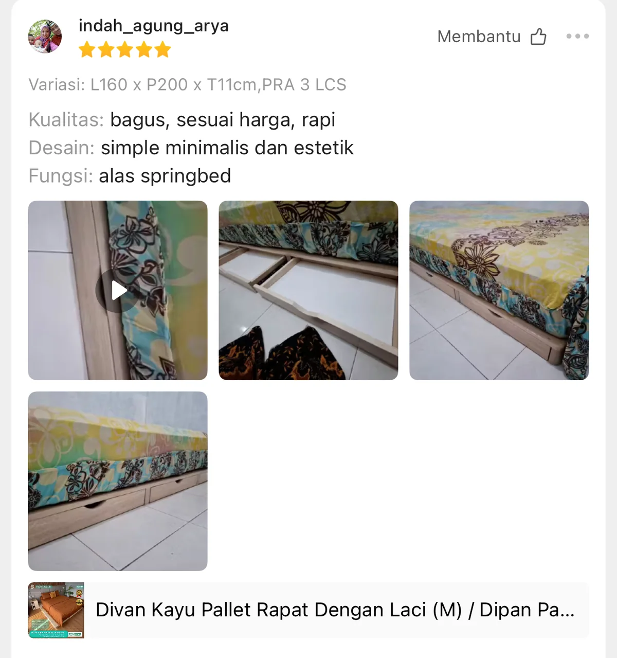 Testimoni pelanggan Indah Agung Arya