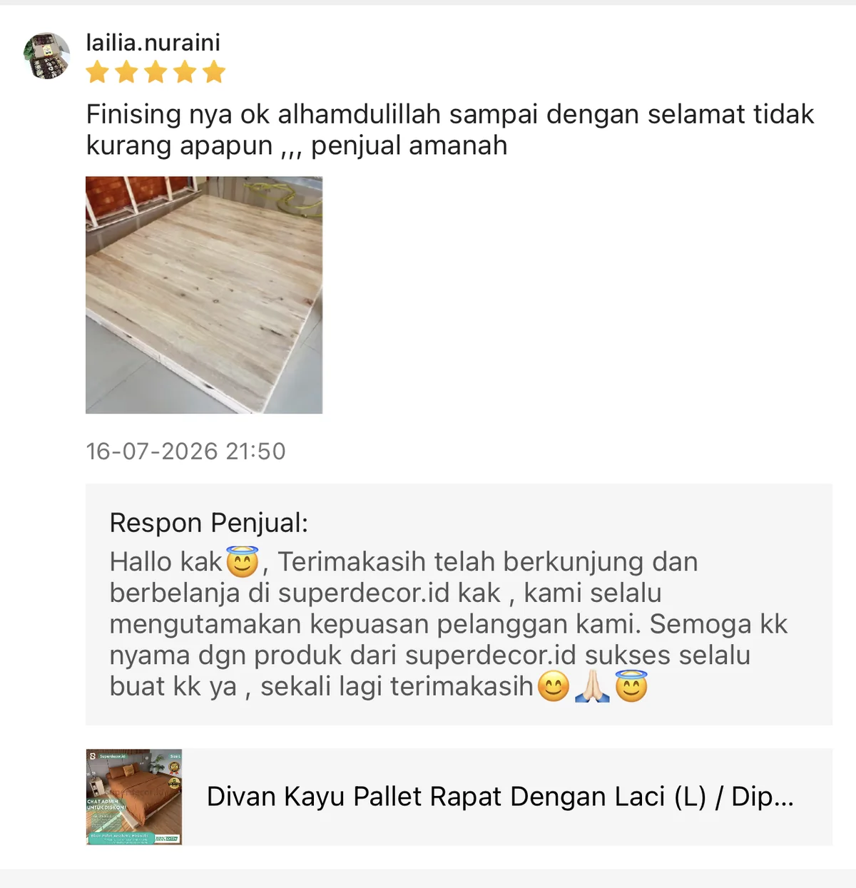 Testimoni pelanggan Lailia Nuraini